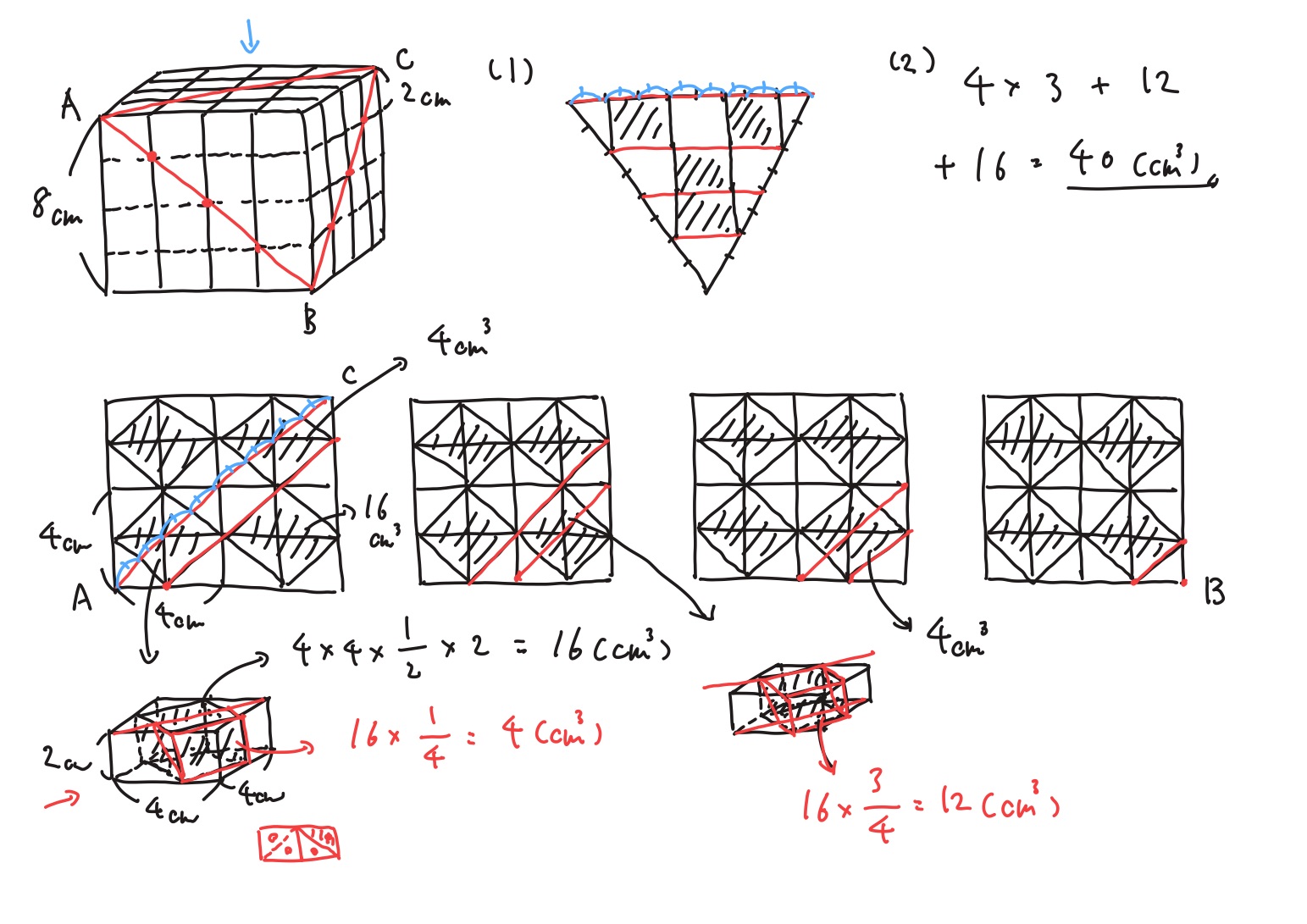 開成2026 算数 大問3 立体切断 図解