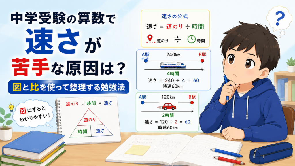 中学受験の算数で速さが苦手な原因は？図と比を使って整理する勉強法