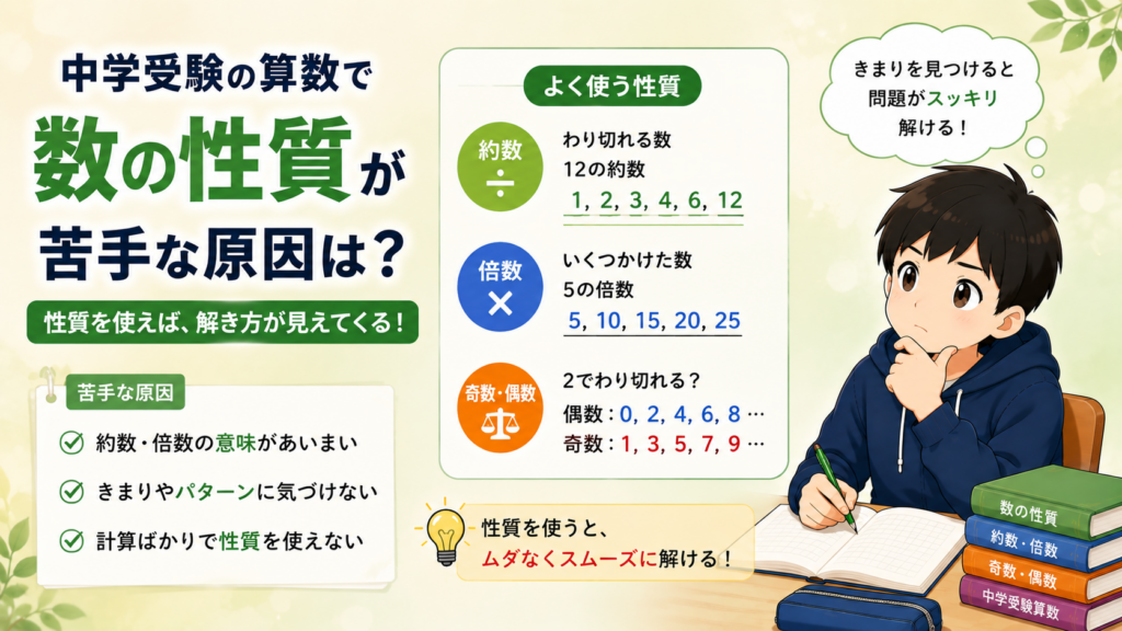中学受験の算数で数の性質が苦手な原因は？約数・倍数から規則を見抜く勉強法