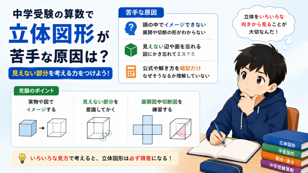 中学受験の算数で立体図形が苦手な原因は？見えない部分を正しく考える方法