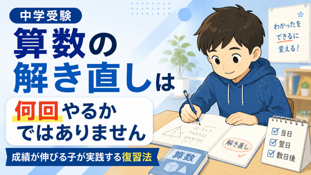 中学受験で算数の解き直しは何回必要？成績が伸びる子が実践する復習法