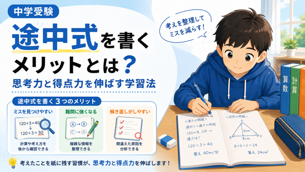中学受験の算数で途中式を書くメリットとは？思考力と得点力を伸ばす学習法