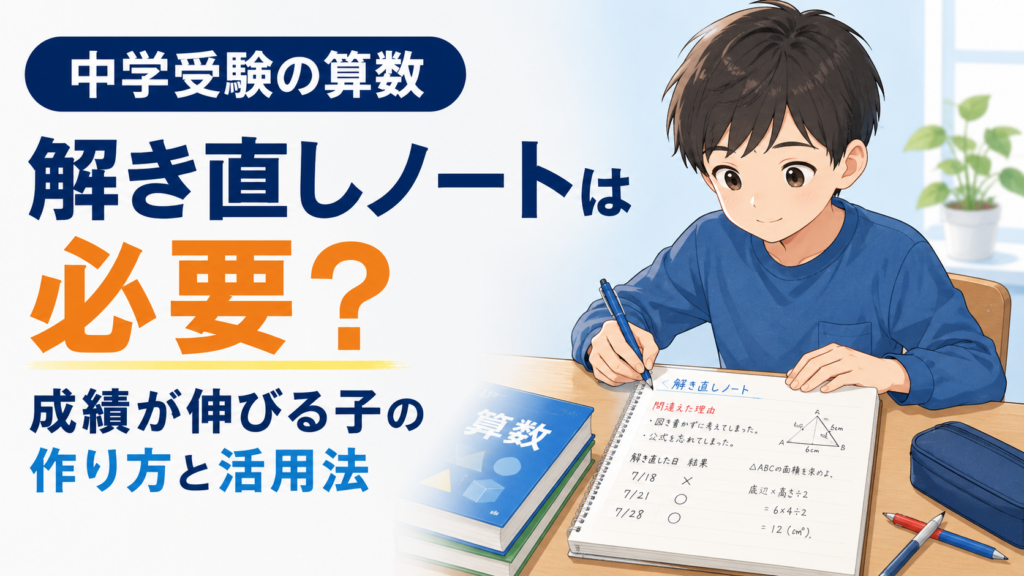 中学受験で算数の「解き直しノート」は必要？成績が伸びる子の作り方と活用法