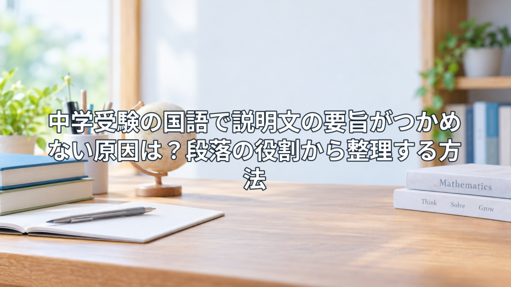 中学受験の国語で説明文の要旨がつかめない原因は？段落の役割から整理する方法