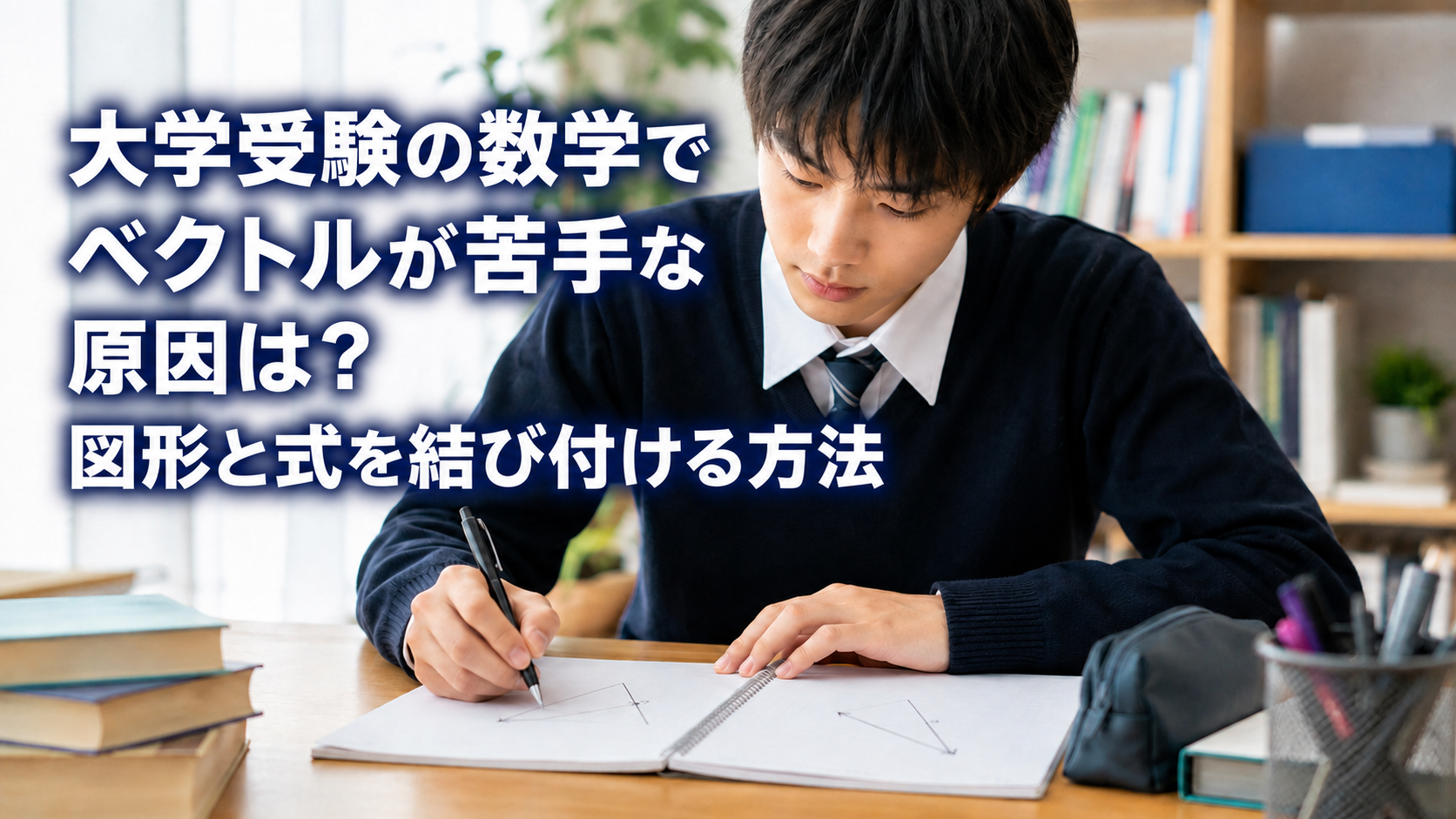 大学受験数学のベクトルを図と式に整理して学ぶ高校生